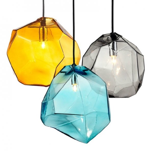 Подвесной светильник Color Ice Cube Pendant Янтарь (Amber) Светло-голубой Серый (Gray) в Барнауле | Loft Concept 