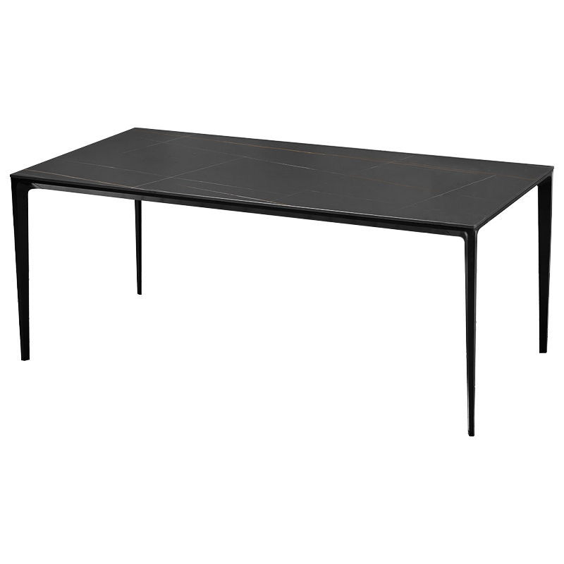 Обеденный стол чёрный с каменной столешницей Benton Dinner Table Черный Обеденный стол чёрный с каменной столешницей Benton Dinner Table Черный в Барнауле | Loft Concept