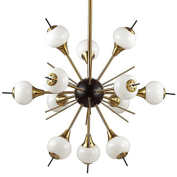 White Glass Globes Sputnik Chandelier Бронза Белый в Барнауле | Loft Concept 