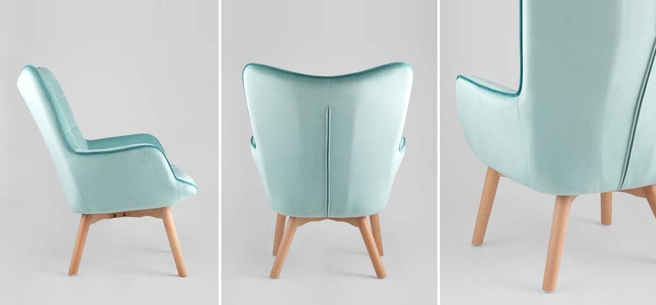 Кресло Cordelia голубой велюр - фото №1