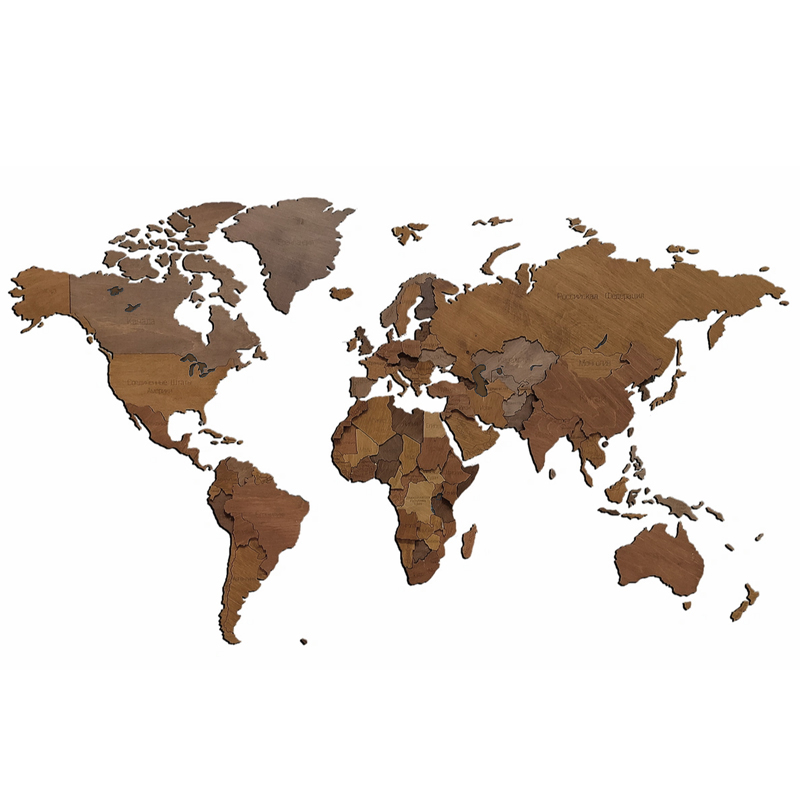 Аксессуар на стену Wooden World Map цвет орех Орех Аксессуар на стену Wooden World Map цвет орех Орех в Барнауле | Loft Concept