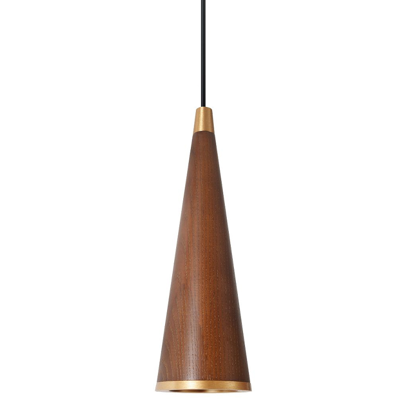 Подвесной светильник с плафоном из темного дерева WOODEN ECO Золотой Коричневый Черный в Барнауле | Loft Concept 