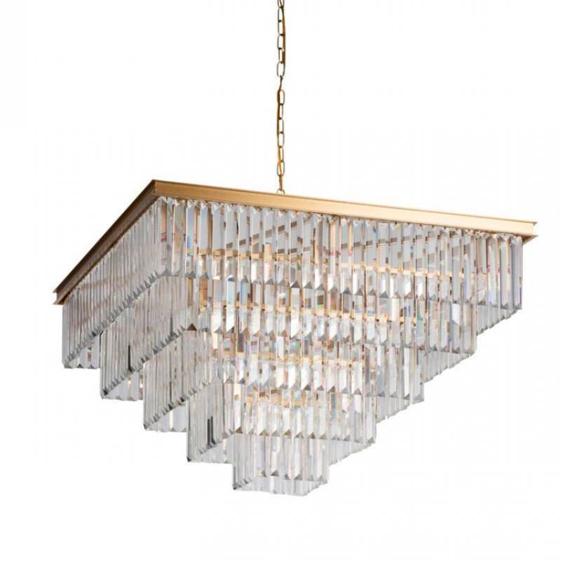Квадратная Люстра RH 1920s Odeon GOLD iron Five layers Прозрачное Стекло 80х80 Золотой Прозрачное Стекло Квадратная Люстра RH 1920s Odeon GOLD iron Five layers Прозрачное Стекло 80х80 Золотой Прозрачное Стекло в Барнауле | Loft Concept