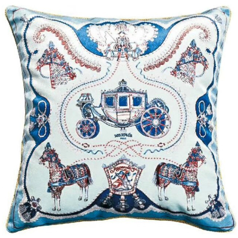 Декоративная подушка Hermes Horse 121 Голубой Синий Декоративная подушка Hermes Horse 121 Голубой Синий в Барнауле | Loft Concept