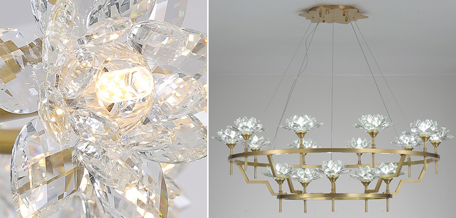 Большая Люстра Хрустальные Цветы Лотоса Lotus flower Clear Glass lamp 15 Большая Люстра Хрустальные Цветы Лотоса Lotus flower Clear Glass lamp 15 - Loft-Concept в Барнауле