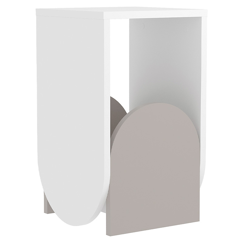 Стол приставной с овальными элементами бело-бежевого цвета NUN SIDE TABLE WHITE LIGHT MOCHA Белый Бежево-серый Стол приставной с овальными элементами бело-бежевого цвета NUN SIDE TABLE WHITE LIGHT MOCHA Белый Бежево-серый в Барнауле | Loft Concept