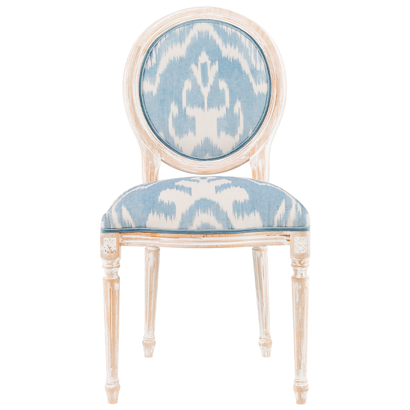 Мягкий стул со светло-голубым узором Ikat Pattern Белый Бежевый Голубой Мягкий стул со светло-голубым узором Ikat Pattern Белый Бежевый Голубой в Барнауле | Loft Concept