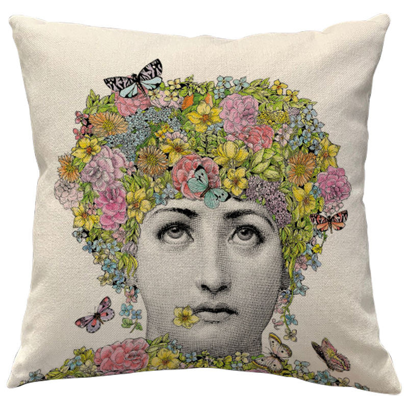 Декоративная подушка Fornasetti Fior di Lina Бежевый Мульти Декоративная подушка Fornasetti Fior di Lina Бежевый Мульти в Барнауле | Loft Concept