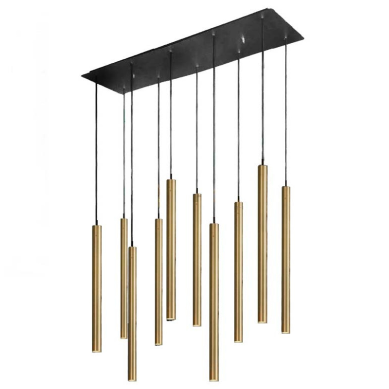 Светильник Trumpet Rectangle Gold 10 плафонов Золотой Черный Светильник Trumpet Rectangle Gold 10 плафонов Золотой Черный в Барнауле | Loft Concept