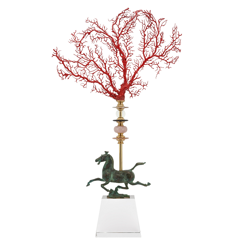 Аксессуар OBELISQUE CORAL HORSE Красный Прозрачный Темная бронза винтаж Латунь Аксессуар OBELISQUE CORAL HORSE Красный Прозрачный Темная бронза винтаж Латунь в Барнауле | Loft Concept