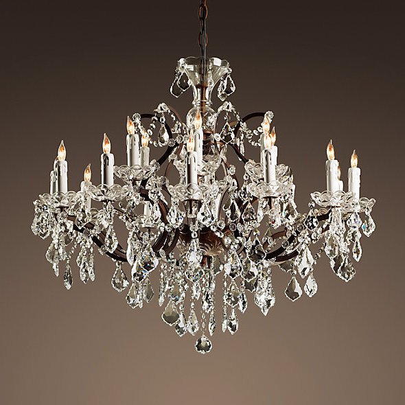 Люстра RH Rococo Iron & Crystal Chandelier 18 Прозрачное Стекло Бурая ржавчина Люстра RH Rococo Iron & Crystal Chandelier 18 Прозрачное Стекло Бурая ржавчина в Барнауле | Loft Concept