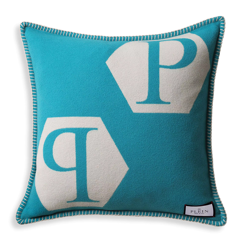 Подушка Philipp Plein Cushion Cashmere Blue Голубой Белый Подушка Philipp Plein Cushion Cashmere Blue Голубой Белый в Барнауле | Loft Concept