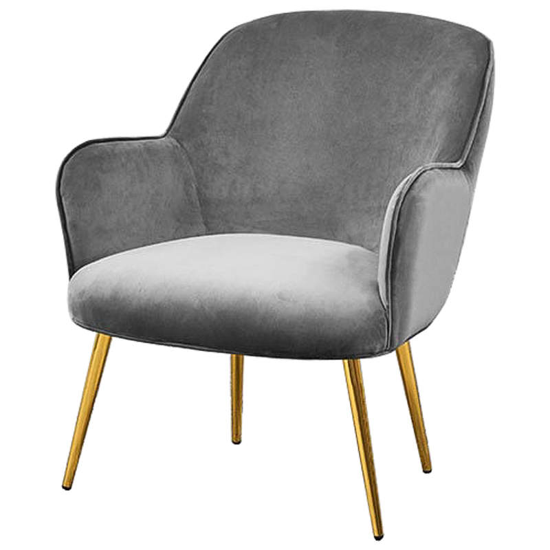 Кресло Waldeck Chair Gray Серый Глянцевое золото Кресло Waldeck Chair Gray Серый Глянцевое золото в Барнауле | Loft Concept