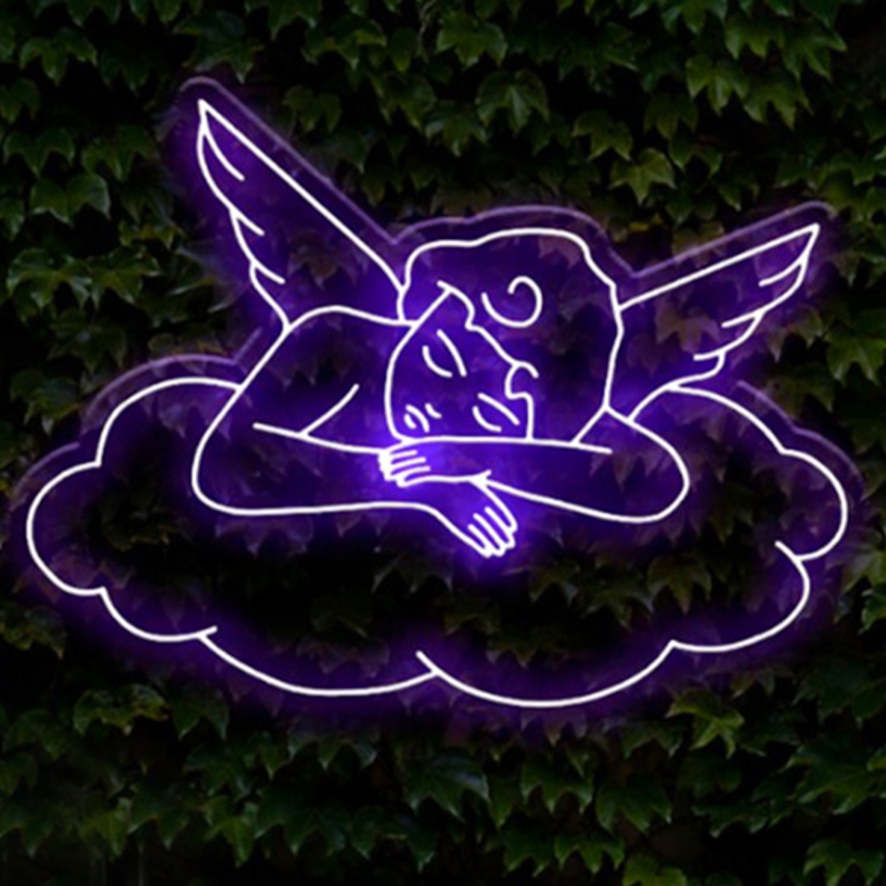 Неоновая настенная лампа Sleeping Angel Neon Wall Lamp Фиолетовый Прозрачный Фиолетовый Неоновая настенная лампа Sleeping Angel Neon Wall Lamp Фиолетовый Прозрачный Фиолетовый в Барнауле | Loft Concept