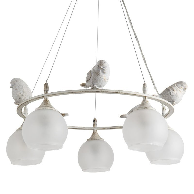 Люстра Provence Bird Chandelier white Белое матовое стекло Золотой Белый Люстра Provence Bird Chandelier white Белое матовое стекло Золотой Белый в Барнауле | Loft Concept