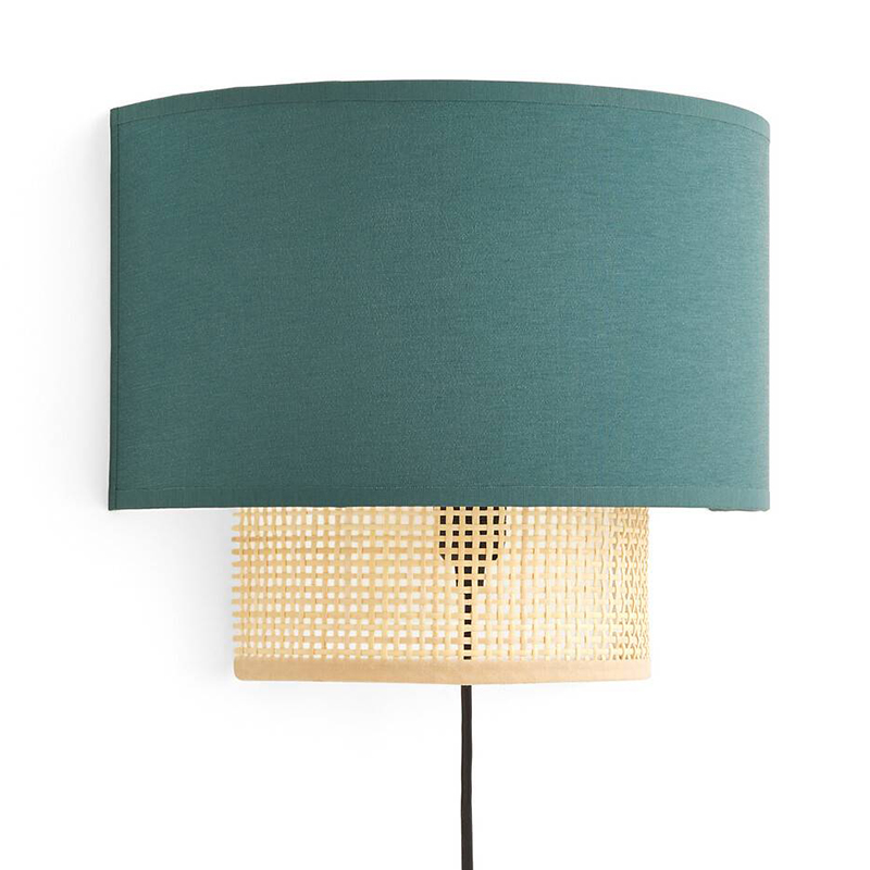Бра Ottar Wicker Turquoise lampshade Бежевый Бирюзовый в Барнауле | Loft Concept 