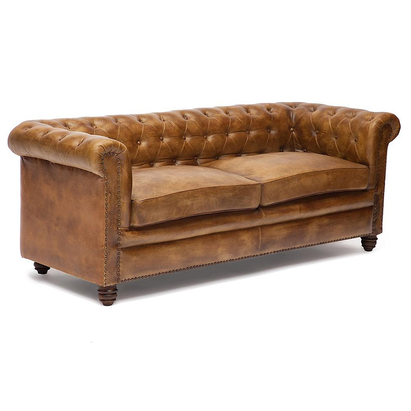 Диван кожаный Buffalo Leather Sofa Triple Коричневый винтаж Диван кожаный Buffalo Leather Sofa Triple Коричневый винтаж в Барнауле | Loft Concept