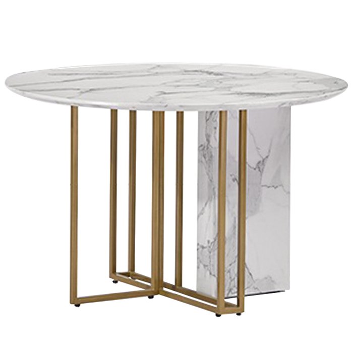 Стол Marble Corner Circle Латунь Белый Стол Marble Corner Circle Латунь Белый в Барнауле | Loft Concept
