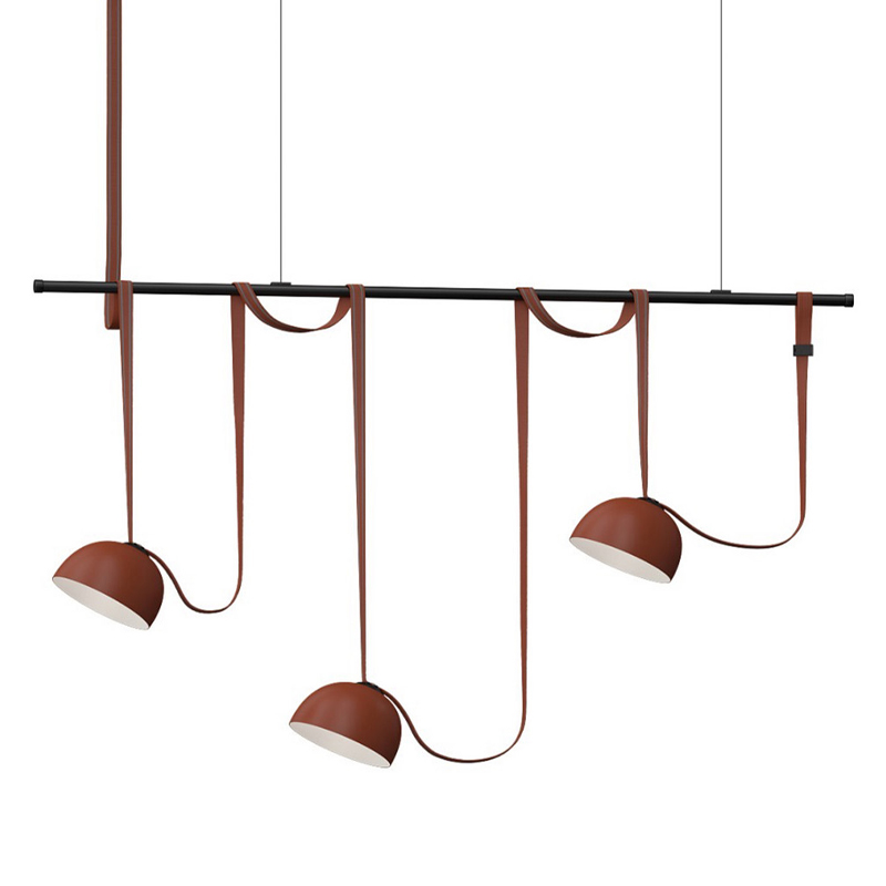 Комплект ременной трековой системы из трех светильников Flos Wireline Lighting Коричневый Черный в Барнауле | Loft Concept 