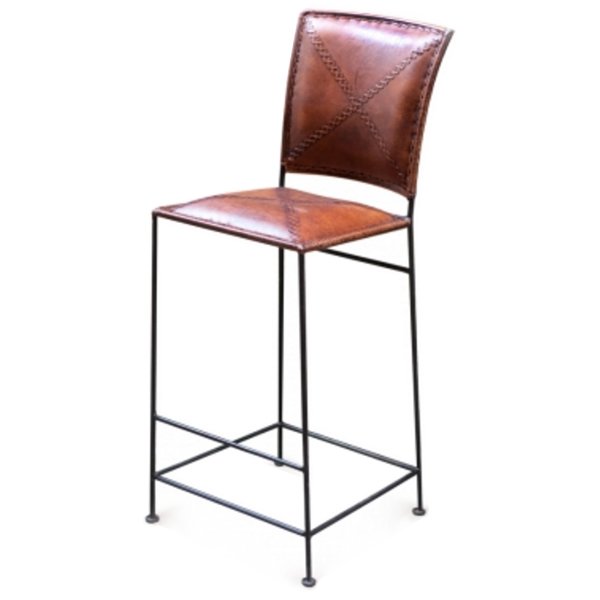 Барный стул Loft Bar stool leather brown Коричневый винтаж Черный Барный стул Loft Bar stool leather brown Коричневый винтаж Черный в Барнауле | Loft Concept