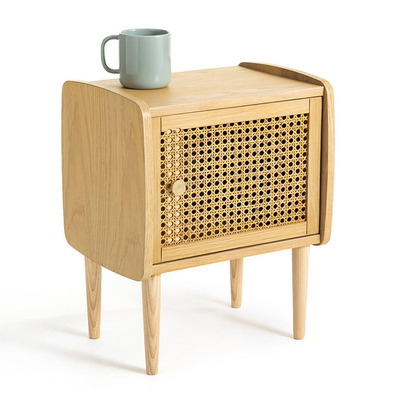 Тумба с дверцой из плетеного ротанга Aelius Rattan Wicker Curbstone Светлый дуб Тумба с дверцой из плетеного ротанга Aelius Rattan Wicker Curbstone Светлый дуб в Барнауле | Loft Concept