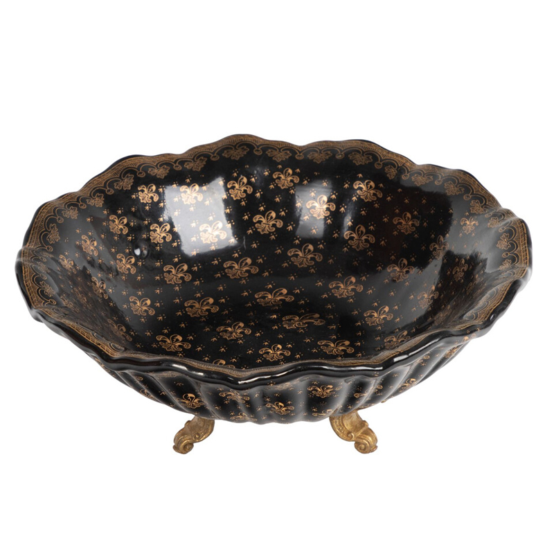 Блюдо черного цвета из фрафора на бронзовых ножках Eden Garden porcelain and bronze Черный Бронза Блюдо черного цвета из фрафора на бронзовых ножках Eden Garden porcelain and bronze Черный Бронза в Барнауле | Loft Concept
