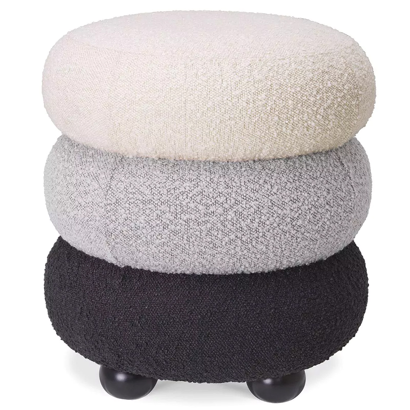 Пуф Eichholtz Stool Tulum Boucle Светло-серый Черный Молочный Пуф Eichholtz Stool Tulum Boucle Светло-серый Черный Молочный в Барнауле | Loft Concept