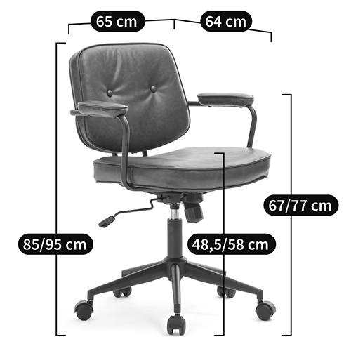 Офисное кресло в винтажном стиле на колёсах Glenn Dark Grey Chair Офисное кресло в винтажном стиле на колёсах Glenn Dark Grey Chair в Барнауле