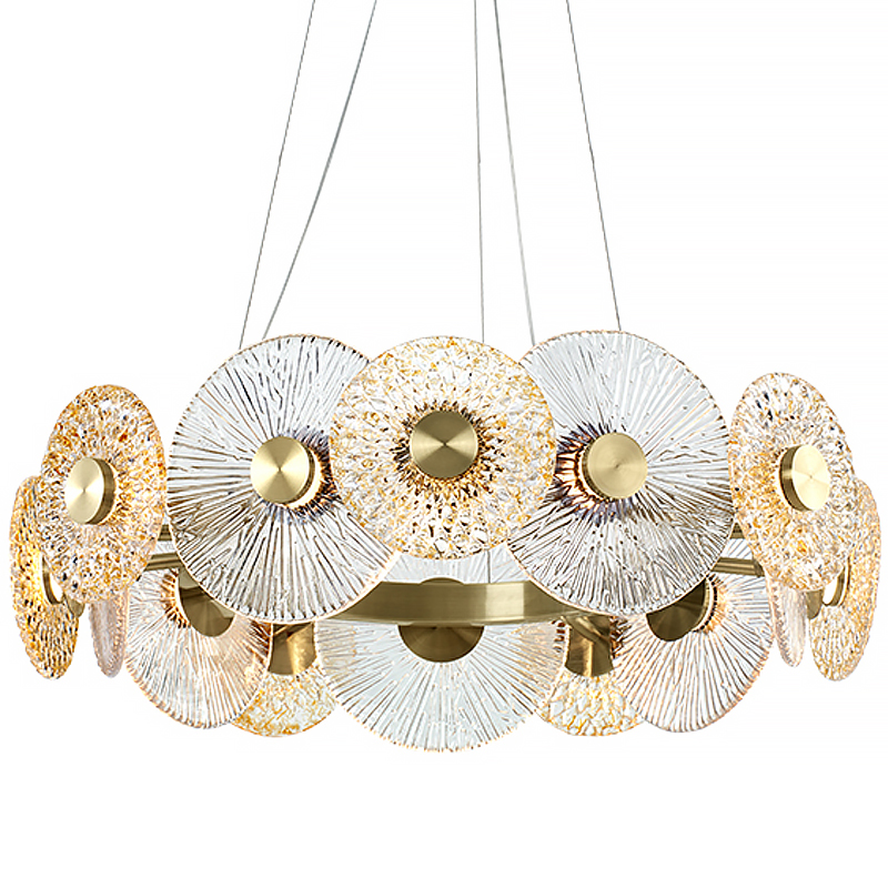 Люстра Clear and Amber Discs Chandelier Латунь Прозрачный Янтарь (Amber) в Барнауле | Loft Concept 