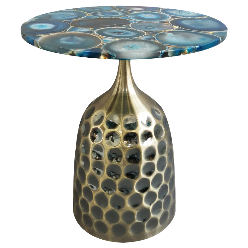 Приставной стол Blue Agate Side Table Синий Латунь Античная полированная Приставной стол Blue Agate Side Table Синий Латунь Античная полированная в Барнауле | Loft Concept