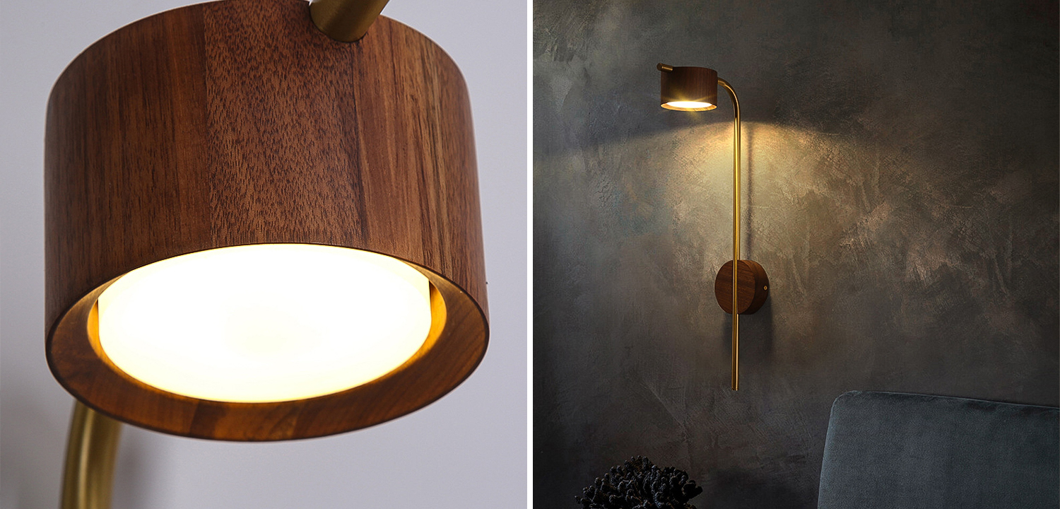 Настенный светодиодный светильник из дерев PATSY темное дерево - фото №1