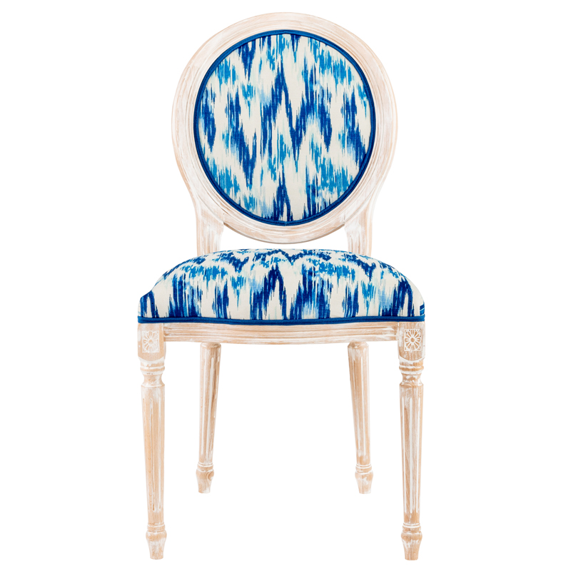 Стул с синим узором Ikat Pattern Белый Голубой Синий Стул с синим узором Ikat Pattern Белый Голубой Синий в Барнауле | Loft Concept