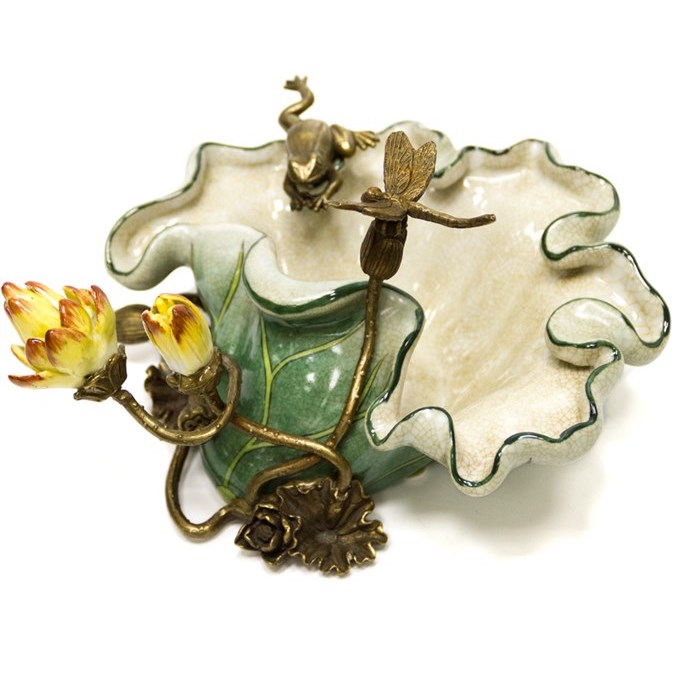 Чаша Water Lily Bowl Зеленый Бронза Белый Чаша Water Lily Bowl Зеленый Бронза Белый в Барнауле | Loft Concept