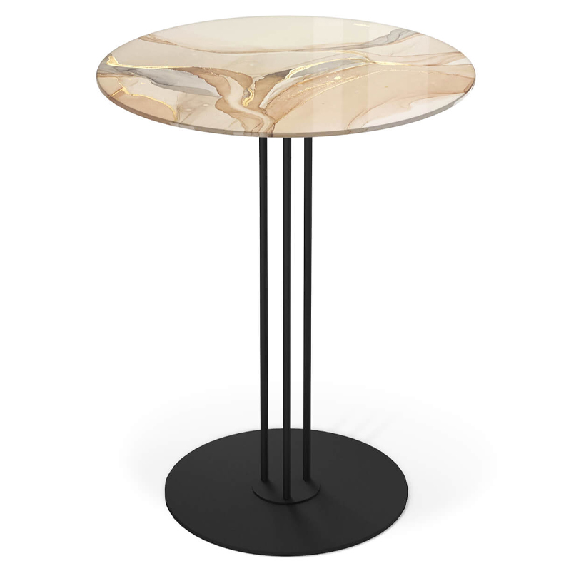 Стол журнальный круглый с бежевой столешницей из стекла Beige Marble Черный Бежевый Золотой Стол журнальный круглый с бежевой столешницей из стекла Beige Marble Черный Бежевый Золотой в Барнауле | Loft Concept