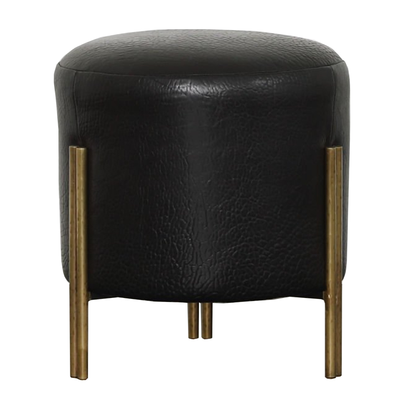 Пуф из черной кожи MELANGE FOOT STOOL Черный Латунь Пуф из черной кожи MELANGE FOOT STOOL Черный Латунь в Барнауле | Loft Concept
