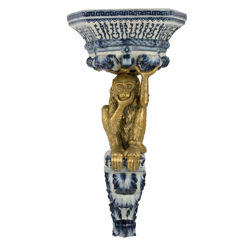 Полка Blue and Bronze monkey Синий Белый Бронза Полка Blue and Bronze monkey Синий Белый Бронза в Барнауле | Loft Concept
