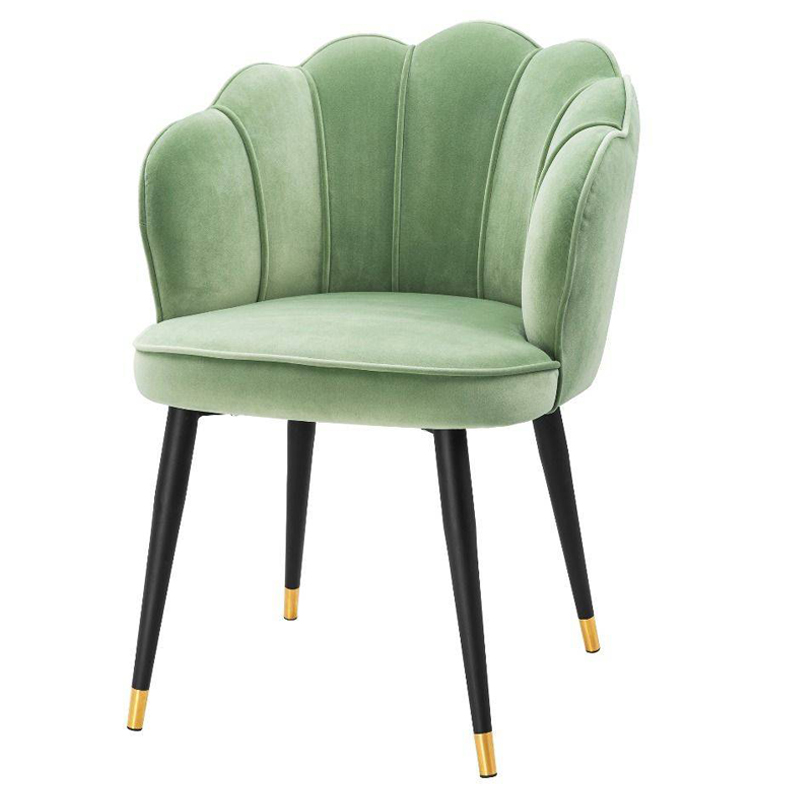 Стул Eichholtz Dining Chair Bristol pistache green Зеленый шалфей Черный Латунь Стул Eichholtz Dining Chair Bristol pistache green Зеленый шалфей Черный Латунь в Барнауле | Loft Concept