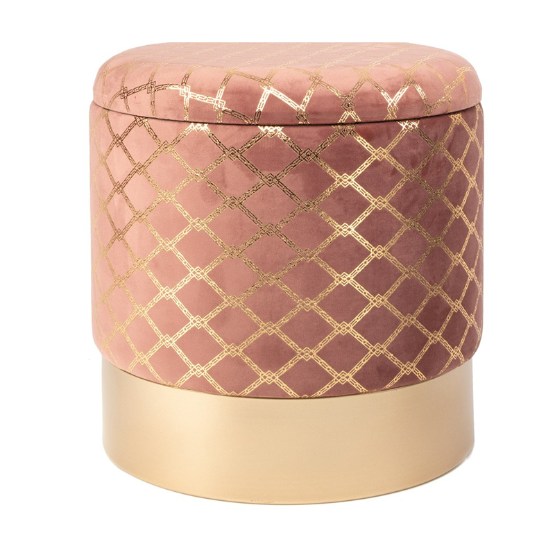 Пуф PUF Upholstery Gold Mesh розовый Розовый (Rose) Золотой в Барнауле | Loft Concept 