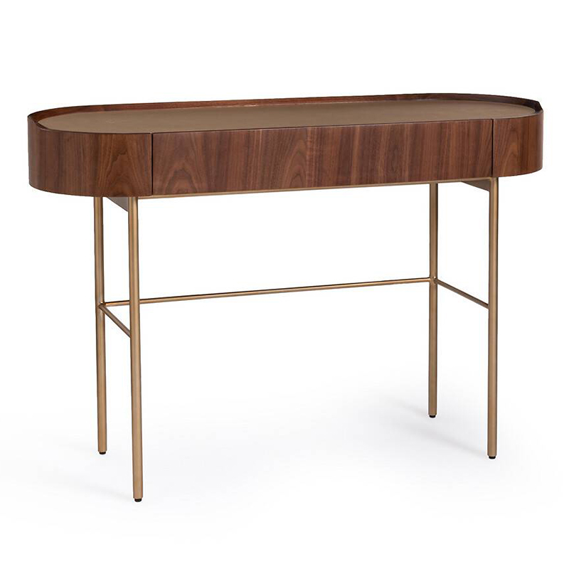 Стол-консоль Walnut and Leather Орех Золотой Шампань Стол-консоль Walnut and Leather Орех Золотой Шампань в Барнауле | Loft Concept