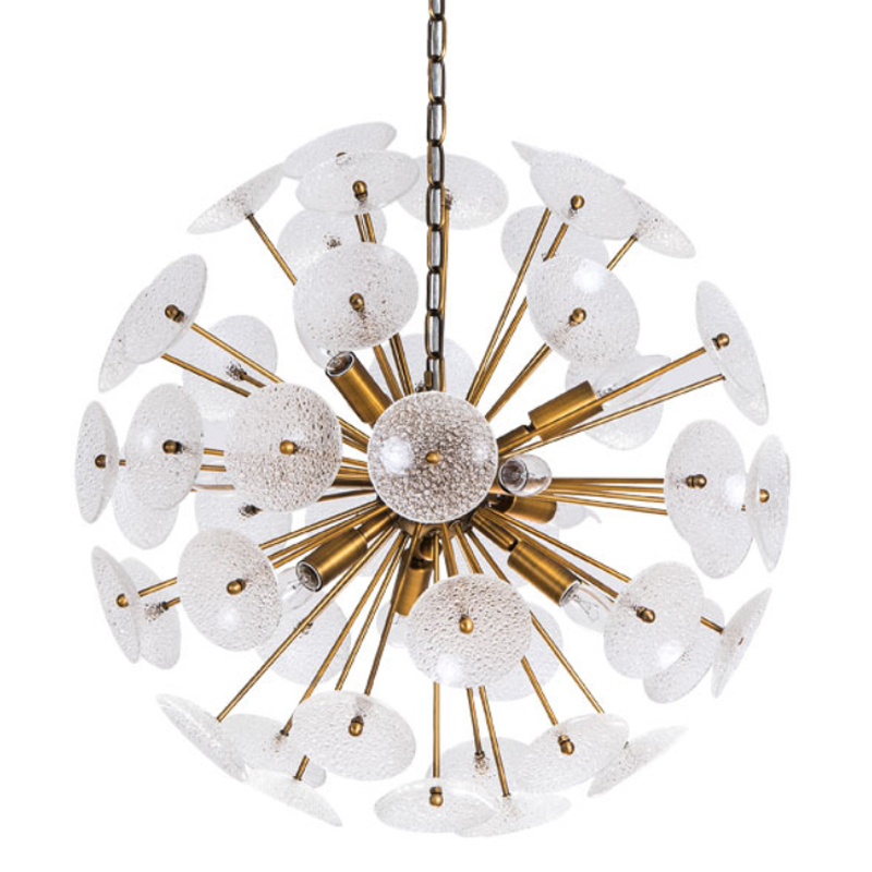 Люстра Sputnik Textured Glass White Chandelier Золотой Белый Люстра Sputnik Textured Glass White Chandelier Золотой Белый в Барнауле | Loft Concept