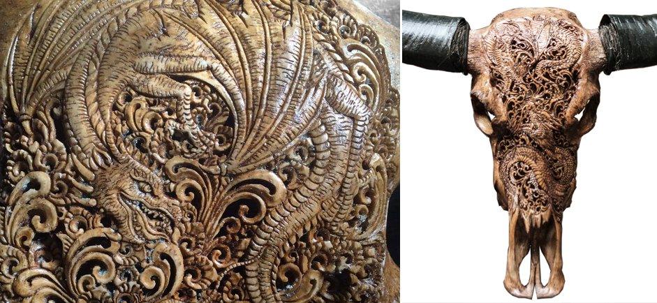 Череп буйвола Buffalo Skull Dragon резьба по кости Череп буйвола Buffalo Skull Dragon резьба по кости - Loft-Concept в Барнауле
