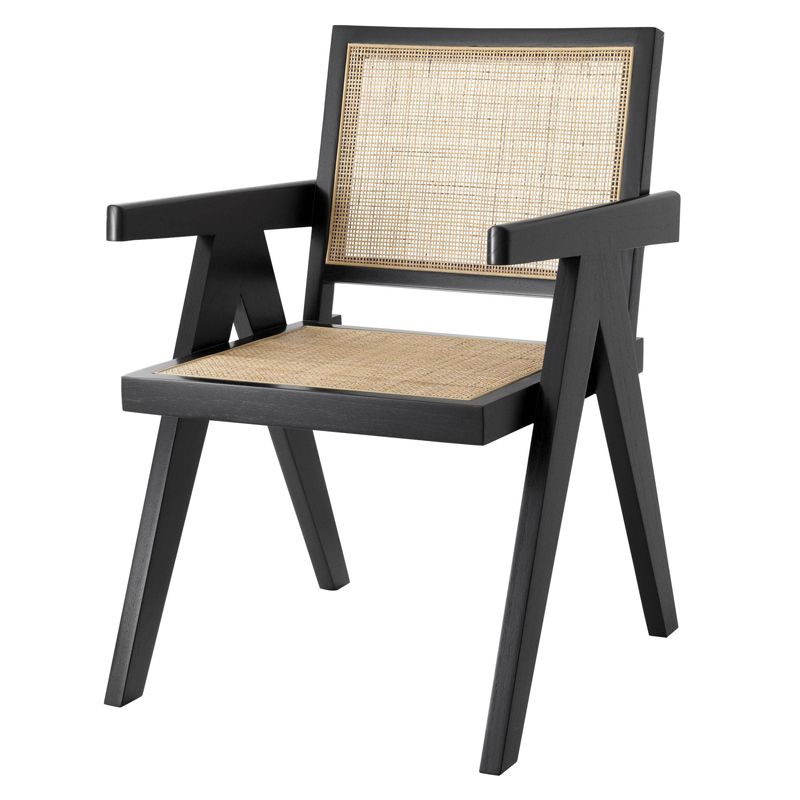 Стул Eichholtz Dining Chair Aristide black Черный Бежевый Стул Eichholtz Dining Chair Aristide black Черный Бежевый в Барнауле | Loft Concept