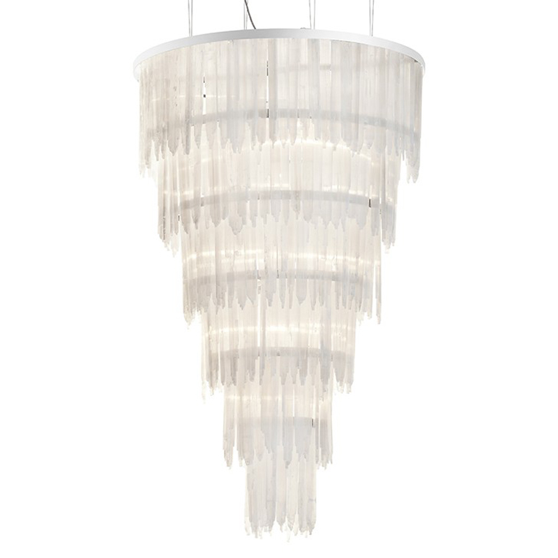 Люстра LAMP SELENITE ROUND chromium 80 Прозрачный белый Хром Люстра LAMP SELENITE ROUND chromium 80 Прозрачный белый Хром в Барнауле | Loft Concept