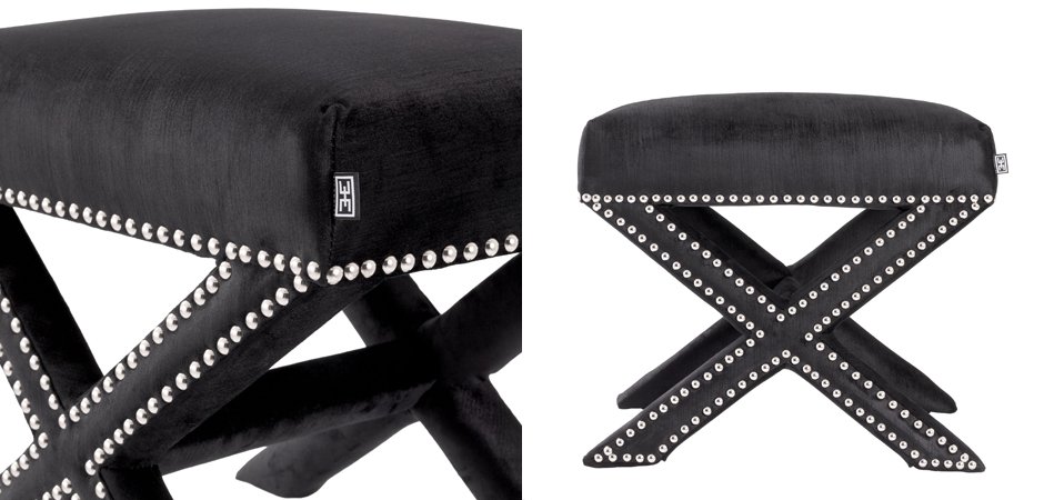 Оттоманка Eichholtz Stool Perugia Black Оттоманка Eichholtz Stool Perugia Black - Loft-Concept в Барнауле
