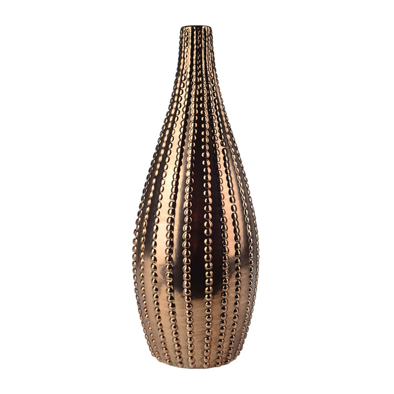 Ваза Ribbed Vase Narrow Throat bronze-gold 38 Ваза Ribbed Vase Narrow Throat bronze-gold 38 в Барнауле | Loft Concept