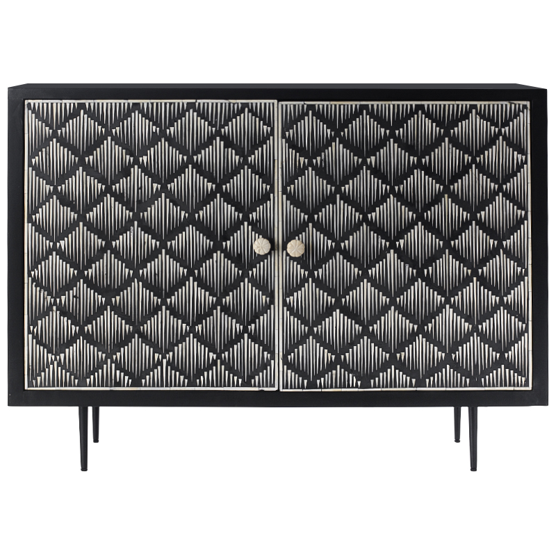 Буфет инкрустированный костью Bone Inlay black Черный Белый Бежевый Буфет инкрустированный костью Bone Inlay black Черный Белый Бежевый в Барнауле | Loft Concept