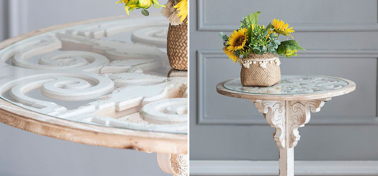 Столик круглый на резном пьедестале Olivia - фото №1