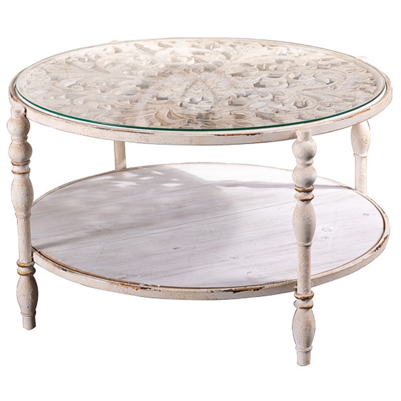 Кофейный стол Toussaint Provence Round Coffee Table Белый Бежевый Древесина Кофейный стол Toussaint Provence Round Coffee Table Белый Бежевый Древесина в Барнауле | Loft Concept