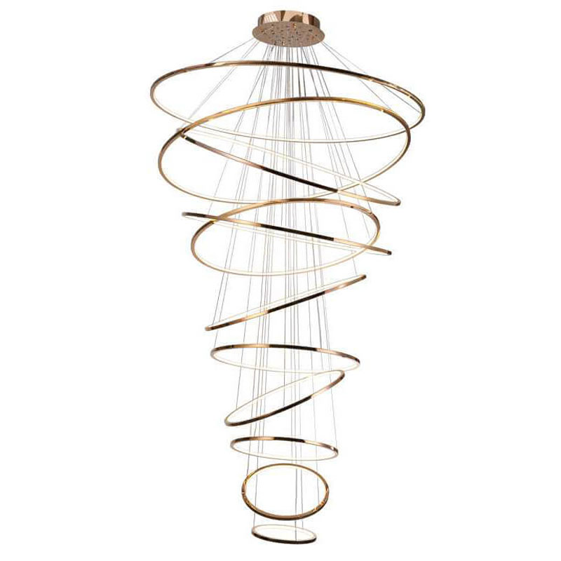 Люстра Композиция из 11 колец Ring Horizontal Chandelier Gold Золотой Розовое золото Люстра Композиция из 11 колец Ring Horizontal Chandelier Gold Золотой Розовое золото в Барнауле | Loft Concept