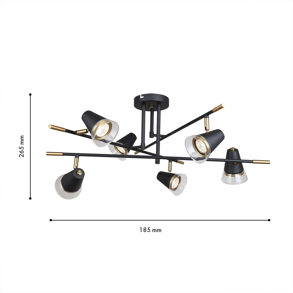 Потолочный светильник с конусообразными плафонами с контрастным сочетанием бронзы и глубоким черным цветом Aurika в Барнауле